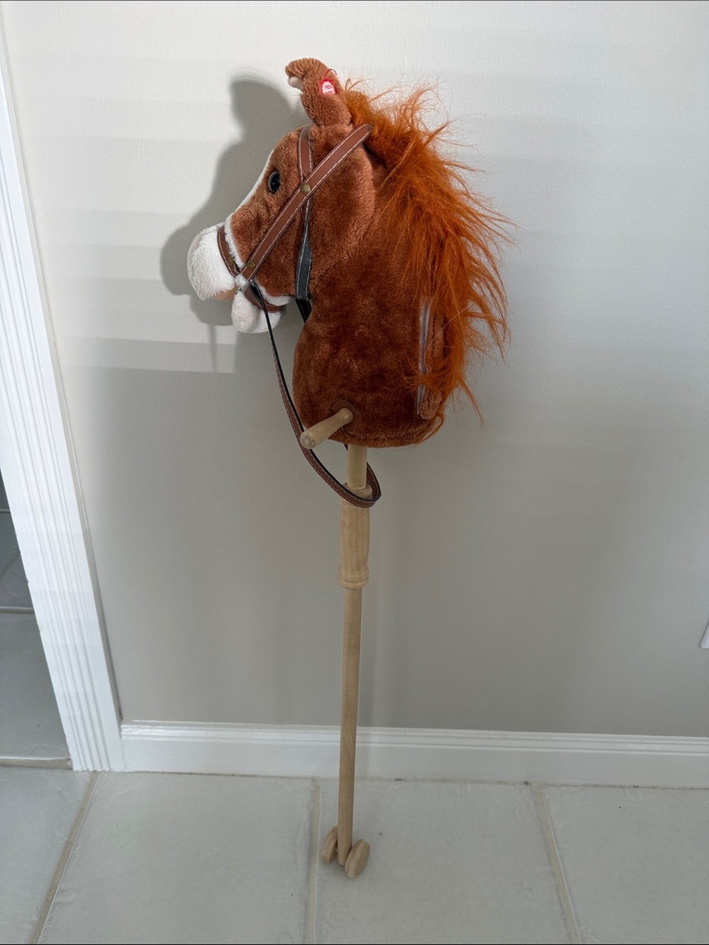 Plush Brown Hobby Horse Stick with Mane